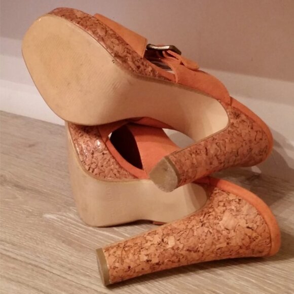 Colin Stuart for Victoria's Secret Leather Orange Suede Platform High Heels 7 - Picture 6 of 7
